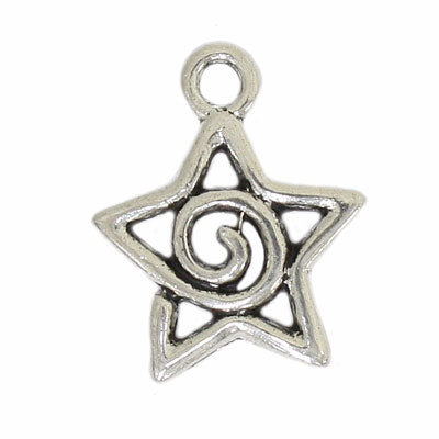 STAR CHARM 20 MM SILVER - 15 PCS