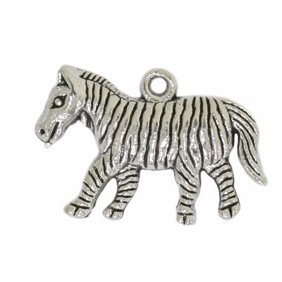 ZEBRA CHARM 24 MM SILVER - 6 PCS
