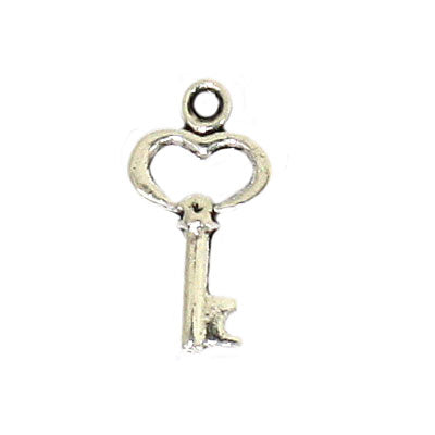 KEY CHARM 15 MM SILVER - 35 PCS