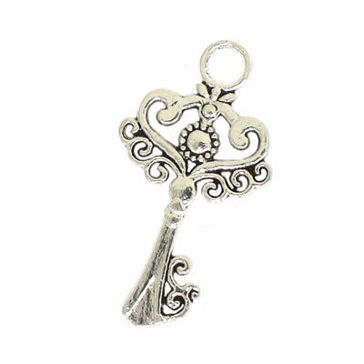 KEY CHARM 32 MM SILVER - 10 PCS