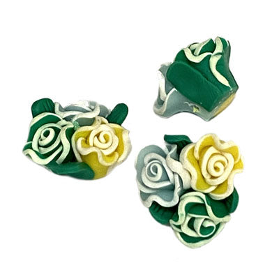 20 X 14 MM POLYMER CLAY FLOWER BEADS - 5 PCS