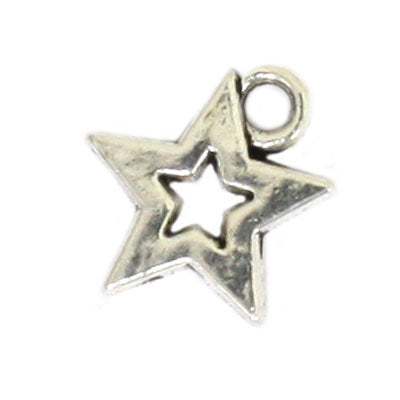 STAR CHARM 12 MM SILVER - 10 PCS