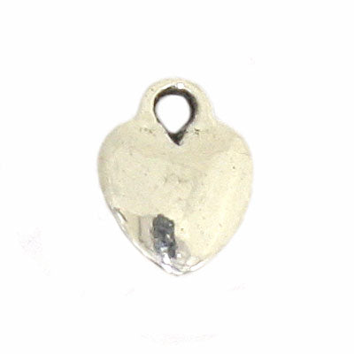 HEART CHARM 10 MM SILVER - 30 PCS