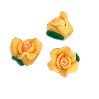 11 X 7 MM POLYMER CLAY FLOWER BEADS - 15 PCS