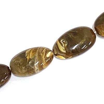 30 X 19 MM BEADS - CARAMEL SWIRL - 10 PCS