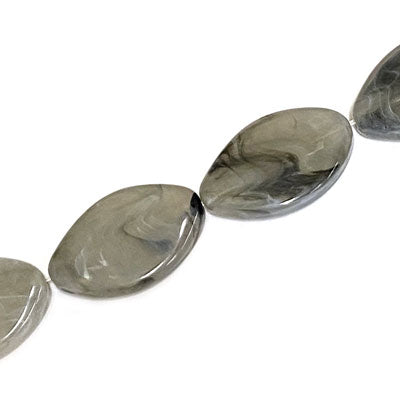 29 X 19 MM BEADS - GREY SWIRL - 10 PCS