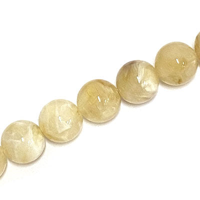 14 MM ROUND BEADS - CREAM SWIRL - 24 PCS