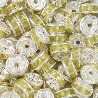 6MM RHINESTONE RONDELLE SPACER LIGHT YELLOW - 6 PCS