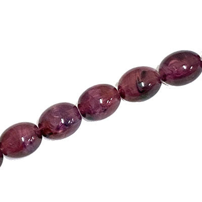 13 X 10 MM OVAL BEADS - PLUM SWIRL - 24 PCS