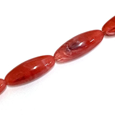 31 X 12 MM OVAL BEADS - STRAWBERRY SWIRL - 10 PCS