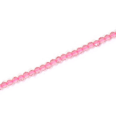 2MM FACETED ROUND CRYSTAL BEADS - APPROX 200 PCS - PINK