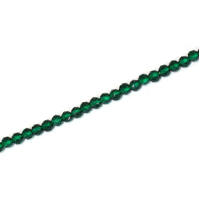3MM FACETED ROUND CRYSTAL BEADS - APPROX 125 PCS - DARK GREEN