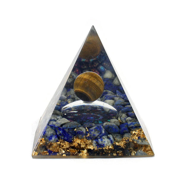 ORGONITE PYRAMID TIGER EYE AND SODALITE 6CM