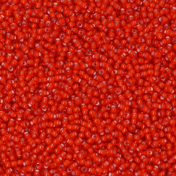 #11/0 ROCAILLES - APPROX 40G - INSIDE COLOUR RED