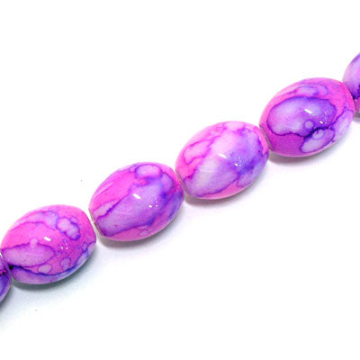 16 X 12 MM OVAL GLASS BEADS LIGHT PINK / PURPLE - 50 PCS
