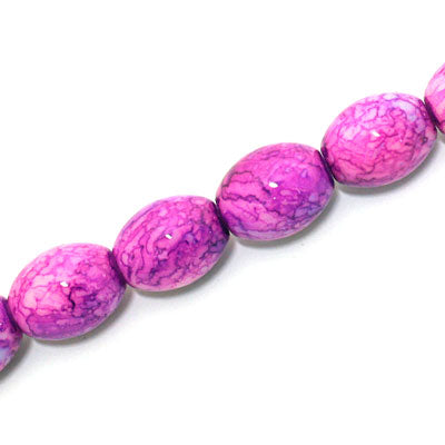 16 X 12 MM OVAL GLASS BEADS PINK / PURPLE - 50 PCS