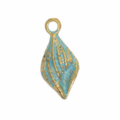 SHELL CHARM 21 MM GOLD / BLUE - 6 PCS