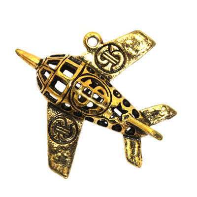 AIRPLANE CHARM 40 MM GOLD - 1 PC