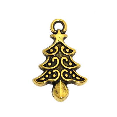 CHRISTMAS TREE CHARM 21 MM GOLD - 20 PCS