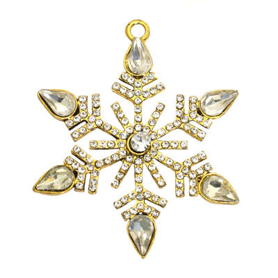 PENDANT CHARM 52 MM GOLD WITH RHINESTONES - 1 PC