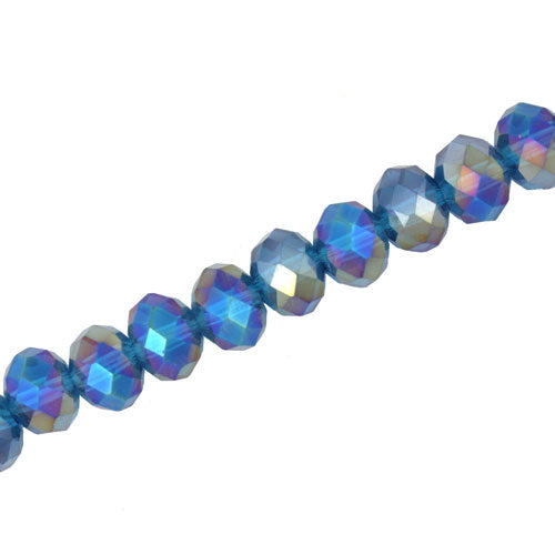 8 X 6 MM CRYSTAL RONDELLE BEADS BLUE ZIRCON AB - APPROX 72 / PCS