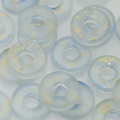 11 MM (4.5MM HOLE) DONUT BEADS LIGHT BLUE WITH SHIMMER - 25 PCS