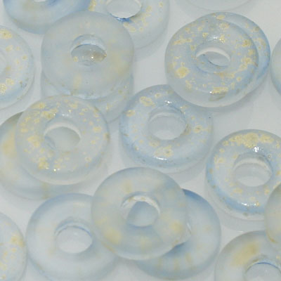 11 MM (4.5MM HOLE) DONUT BEADS LIGHT BLUE WITH SHIMMER  - 25 PCS