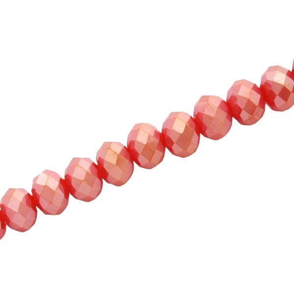 8 X 6 MM CRYSTAL RONDELLE BEADS CORAL - APPROX 72 / PCS