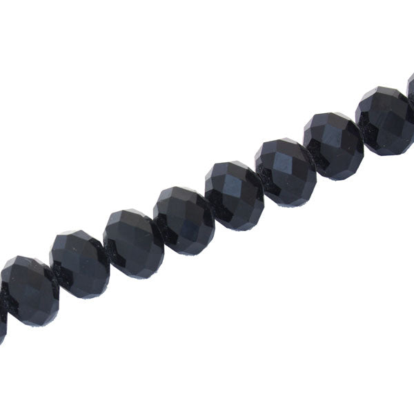 10 X 8 MM CRYSTAL RONDELLE BEADS JET - APPROX 72 / PCS