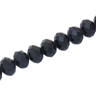 12 X 9 MM CRYSTAL RONDELLE BEADS BLACK - APPROX 72 / PCS