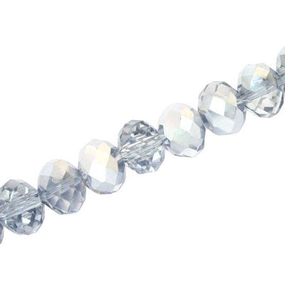 12 X 9 MM CRYSTAL RONDELLE BEADS CLEAR / SILVER - APPROX 72 / PCS