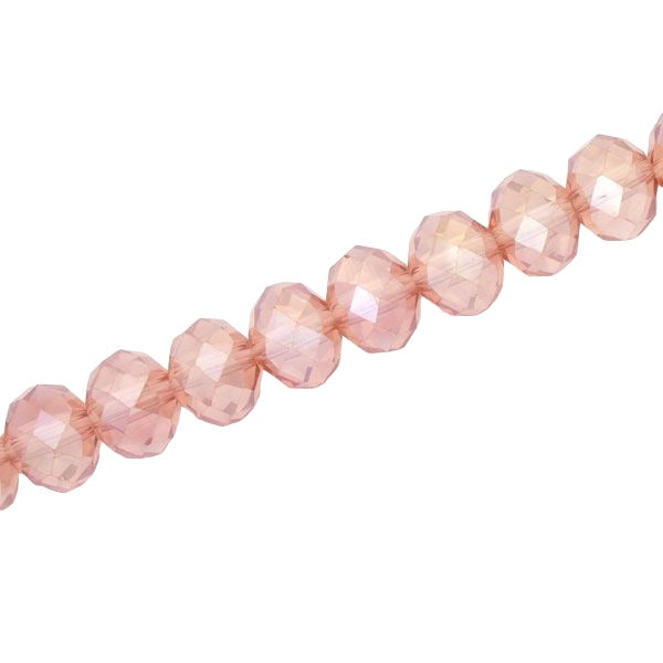 10 X 8 MM CRYSTAL RONDELLE BEADS LIGHT PEACH AB - APPROX 72 / PCS