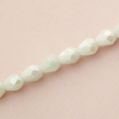 8 X 6 MM CRYSTAL TEARDROP BEADS WHITE AB - APPROX 65 PCS