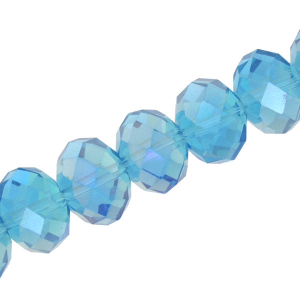 17 X 13 MM CRYSTAL RONDELLE BEADS AQUA AB - APPROX 24 / PCS