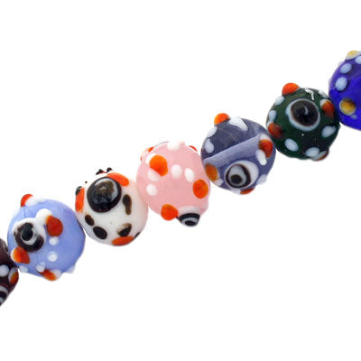 10 MM ROUND GLASS BEADS MIX COLOURS - 40 PCS