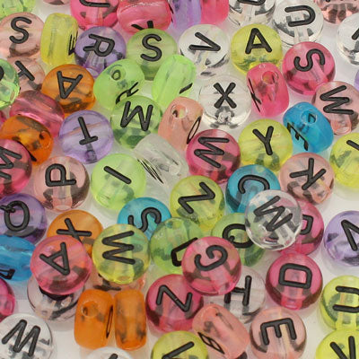 7 MM ALPHABET BEADS MIX COLOURS - APPROX 85 PCS