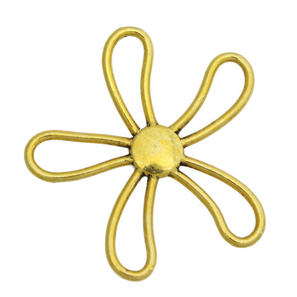 FLOWER CHARM 42 MM GOLD - 6 PCS