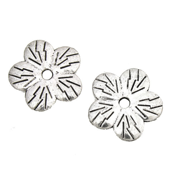 22 MM SILVER FLOWER DISC - 8 PCS