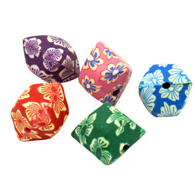 15 MM POLYMER CLAY BEADS MIX COLOURS - 10 PCS