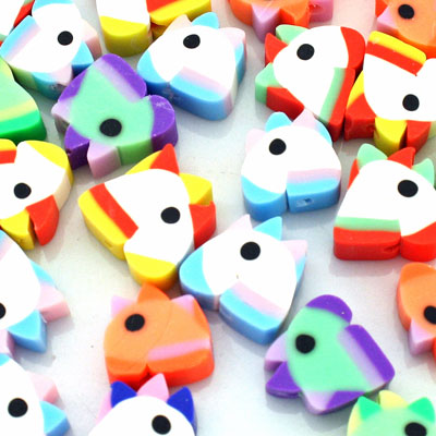 11 MM POLYMER CLAY MIX COLOURS UNICORN BEADS - 25 PCS