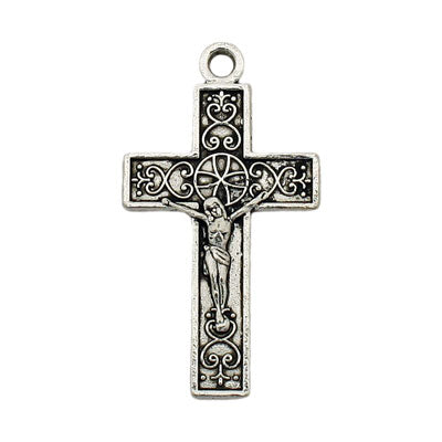 CROSS CHARM 16 X 28 MM SILVER - 20 PCS