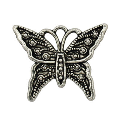 BUTTERFLY CHARM 20 X 25 MM SILVER - 10 PCS