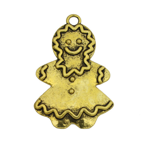GINGERBREAD GIRL 40 MM GOLD - 4 PCS