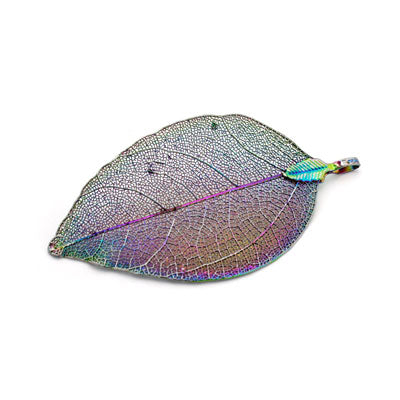LEAF PENDANT / CHARM APPROX 70 MM RAINBOW - 1 PC
