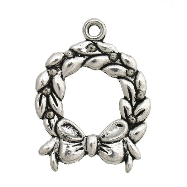 CHRISTMAS WREATH 25 MM SILVER - 10 PCS