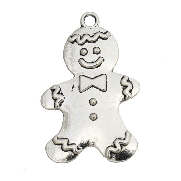 GINGERBREAD BOY 42 MM SILVER - 4 PCS