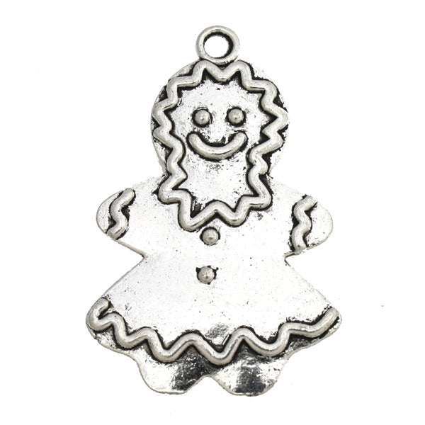 GINGERBREAD GIRL 40 MM SILVER - 4 PCS