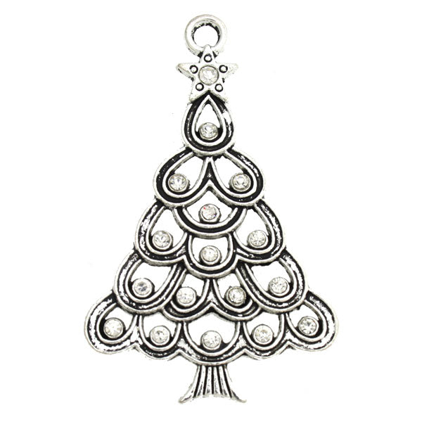 CHRISTMAS TREE 56 X 36 MM SILVER - 1 PC