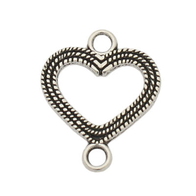 20 MM SILVER HEART CONNECTOR - 10 PCS