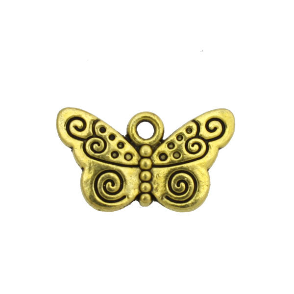 BUTTERFLY CHARM 12 X 20 MM GOLD - 10 PCS